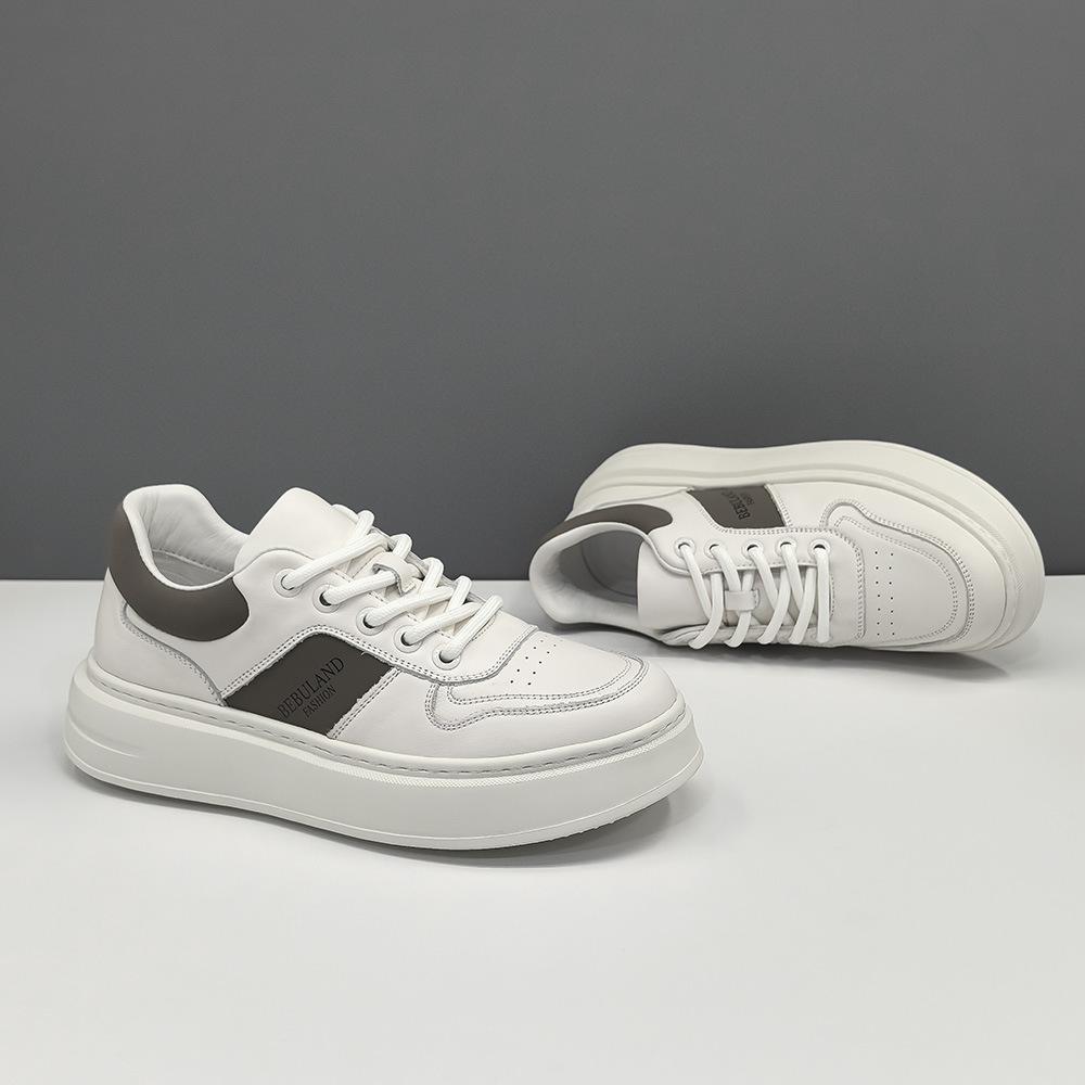 Raw Leather Sports and Leisure Shoes, White Board Shoes, Trendy Shoes, High-end Light Luxury