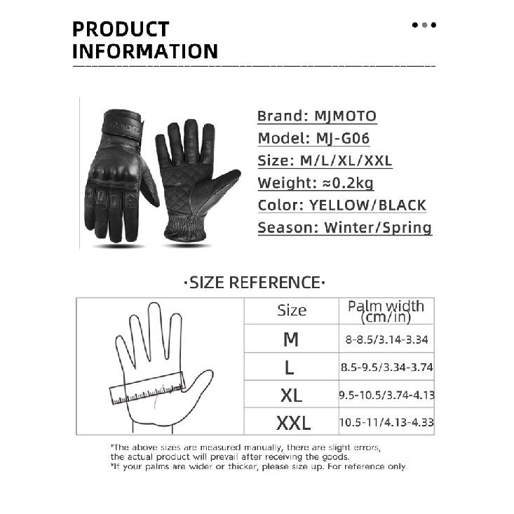 Retro Winter Motorcycle Leather Gloves with Certified Lined with Fleece for Warmth Protective Anti-fall Touch Motocross Gloves
