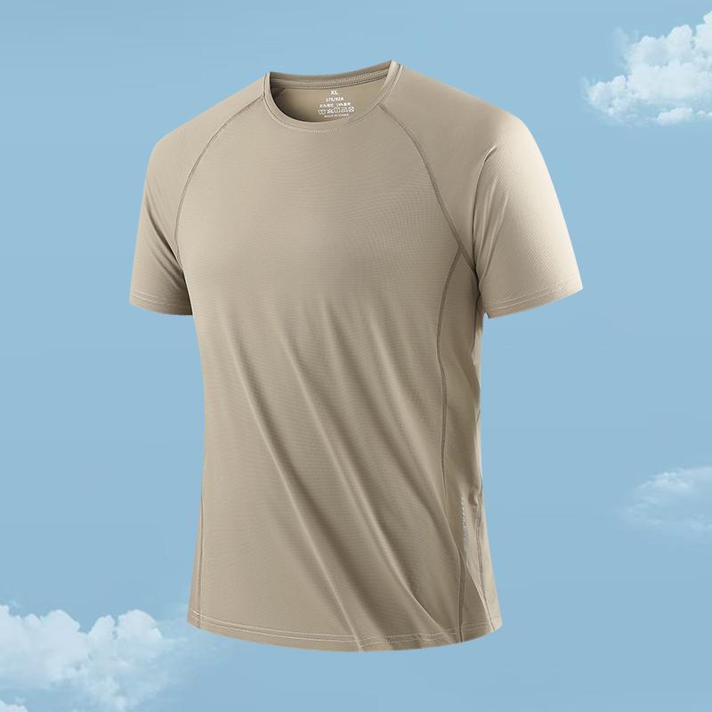 Sports And Leisure Ice Silk Short-sleeved Men's Quick-drying Ice-feel Elastic Breathable Loose Round Neck T-shirt For Men
