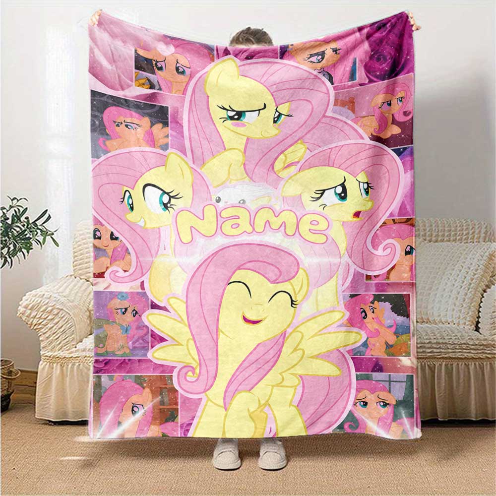 Little Pony (12) Customize Your Name Blanket Throw Personalized Blanket Soft Warm Cozy Perfect for Office Livingroom Nap Bed for All Occasions