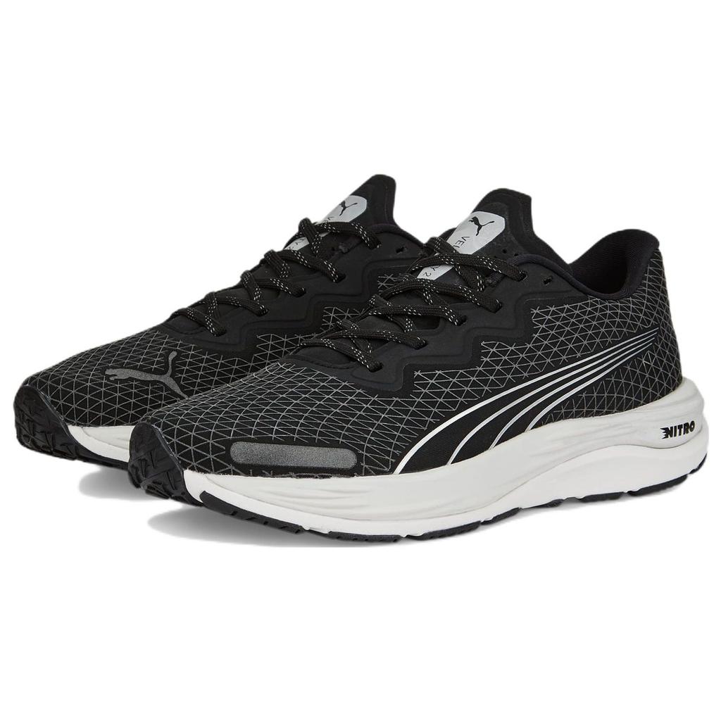 Puma Velocity Nitro 2 Lightweight Rebound Fabric Slip Resistant Durable Breathable Low Top Casual Running Shoes Unisex sneaker Black White 376918-01