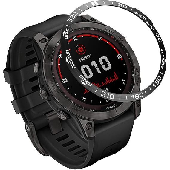 Стайлинг безеля Совместим с Garmin Fenix 7X Кольцо безеля Клейкое покрытие Защита от царапин Металлическое кольцо безеля из нержавеющей стали Круг рамки циферблата A-Black/White