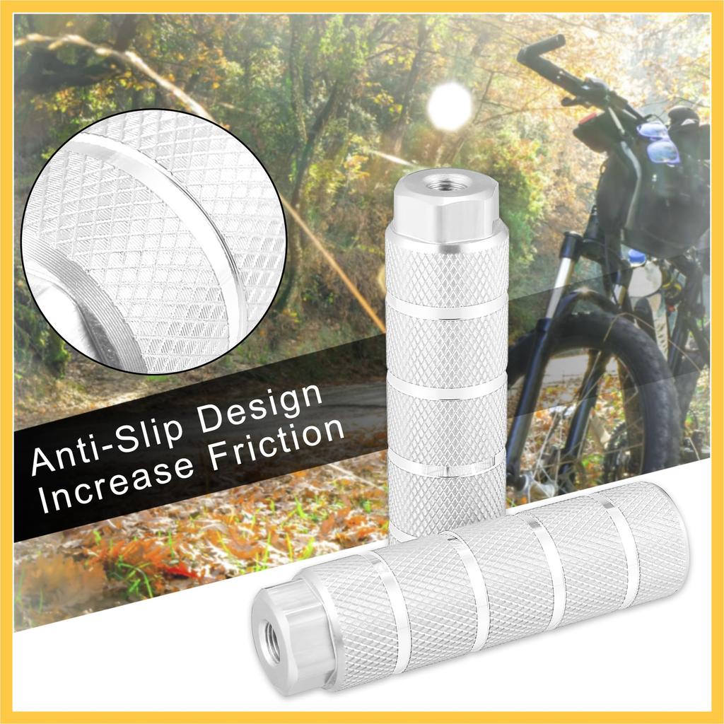 BULLSPANN Set of 4 Aluminum Alloy Rear Foot Pegs Footrest Universal Silver Tone for