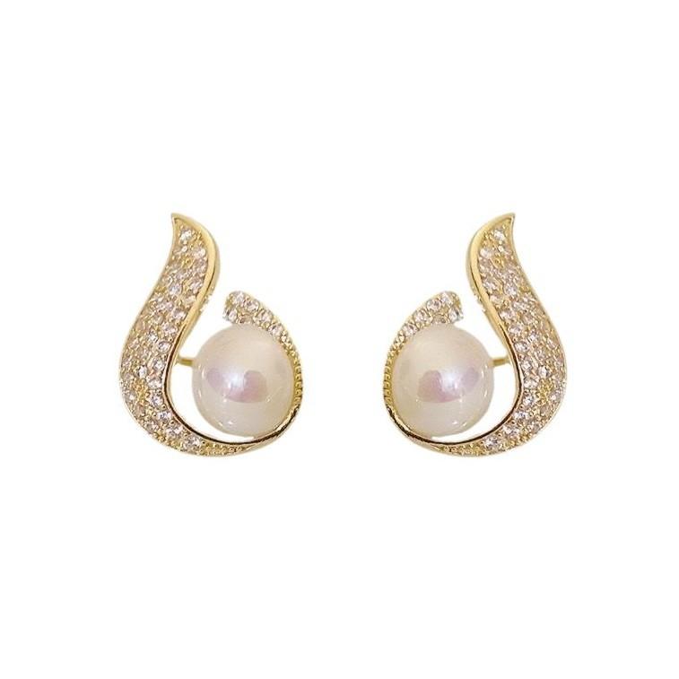 

Любовь на всю жизнь серьги-пусеты из серебра с иглами, жемчужные серьги-капли с легкой инкрустацией бисером, темпераментная модная женщина золотой