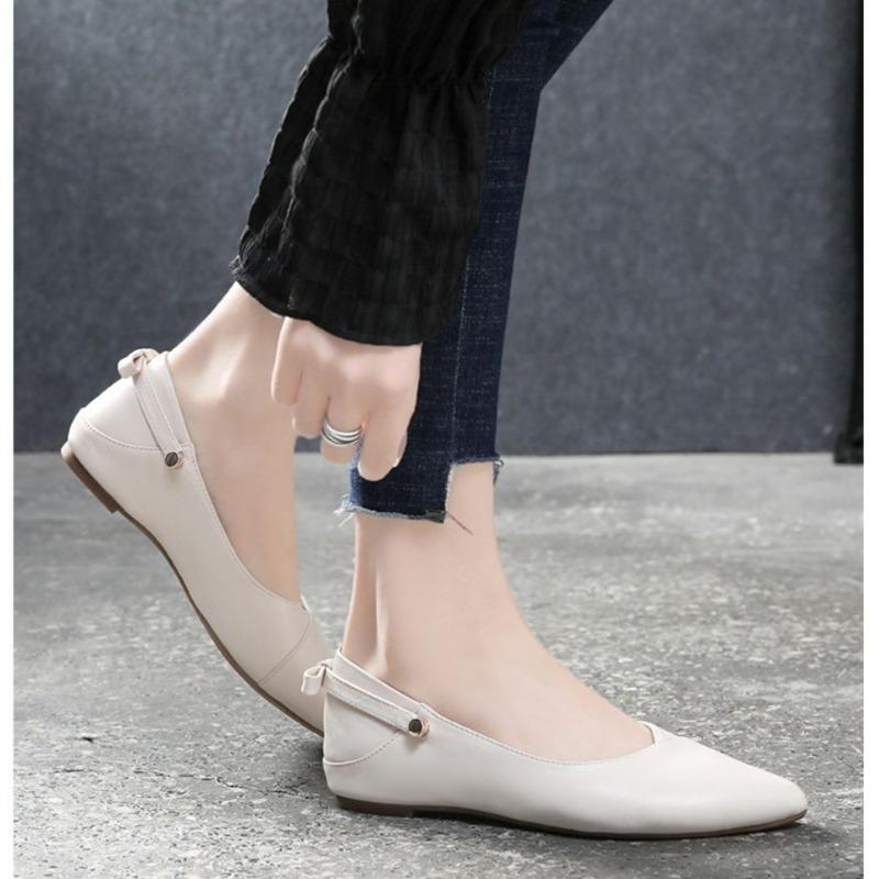Leather soft sole spring and summer single shoes women's flat shoes new summer women's shoes versatile shallow mouth pointed small leather shoes