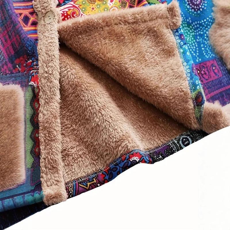 Autumn and winter printed retro loose hooded thermal top women s spring and autumn coat fleece slim fit XXL синий 4098₽