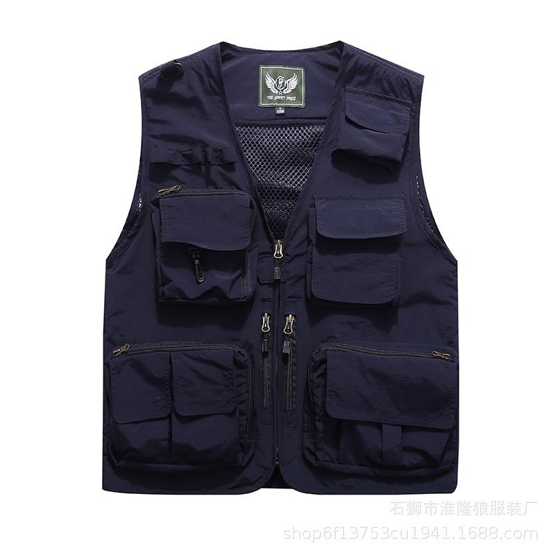 Spring and Autumn New Multi-Pocket Men's Vest Thin Trendy Breathable New Outdoor Mountaineering Waistcoat