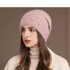 Winter Rabbit Fur Knitted Hat Women's Pullover Hat