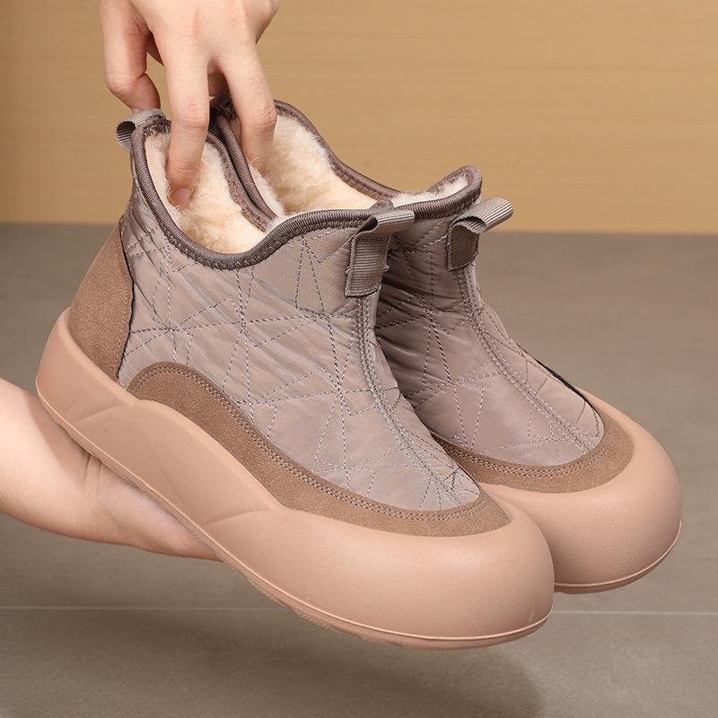 

Women s Velvet-Lined Non-Slip Winter Boots - Warm, Comfortable, Thick Sole, Slip-On Snow Shoes 36 хаки