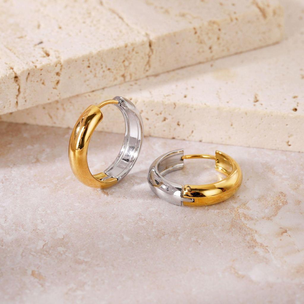Elegant Titanium Steel Hoop Earrings for Women - Lightweight, Luxurious, Round & Colorfast Accessories