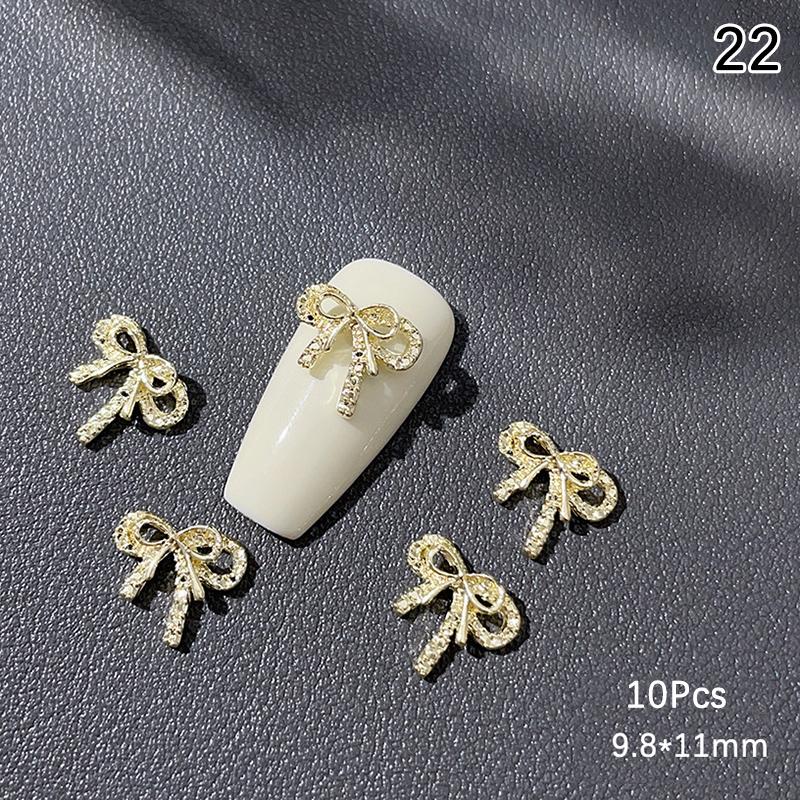 10Pcs Luxury Kawaii Bow Nail Art Charms 3D Alloy Bow Tie Jewelry Nail  Decoration Diy Accessories