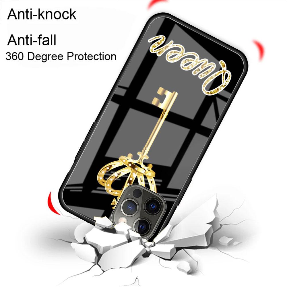 Glass Case For Apple iPhone 14 13 11 12 Pro 7 XR X XS Max 8 6 6s Plus SE 2022 13Pro Tempered Phone Tampa Cute Mom Queen Princess