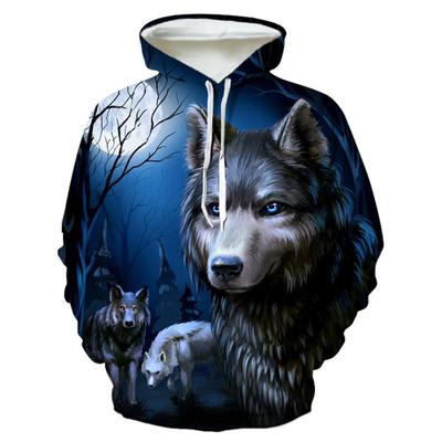 3D Wolf Hoodies Casual Φούτερ Μπουφάν για αγόρια Ποιοτικές φόρμες πουλόβερ Animal Streetwear για άνδρες