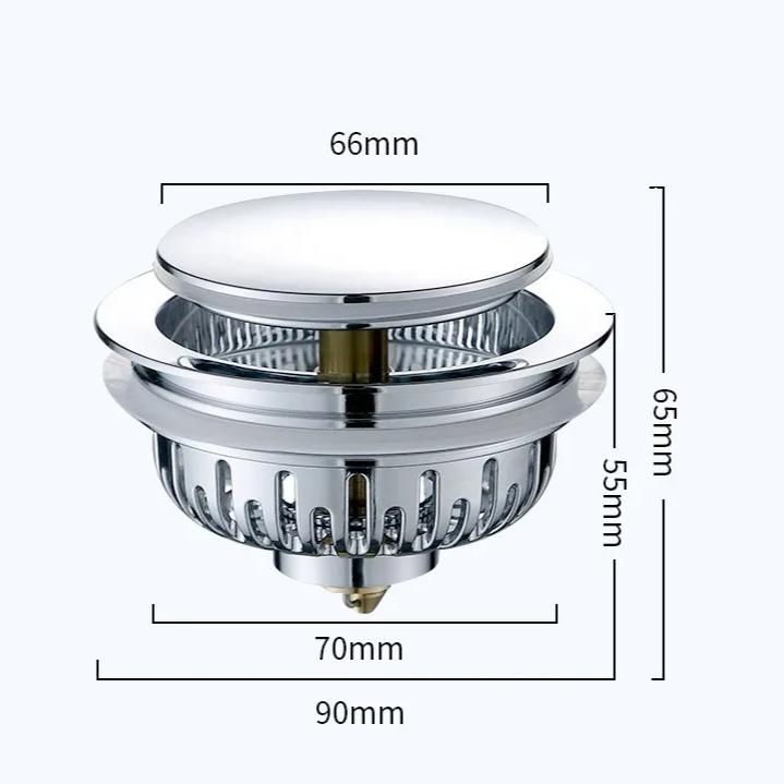

Hand Basin Leak Stopper Spring-loaded Core Universal Push-type Water Diverter Anti-odor Anti-clogging Basin Filter Screen серебряный