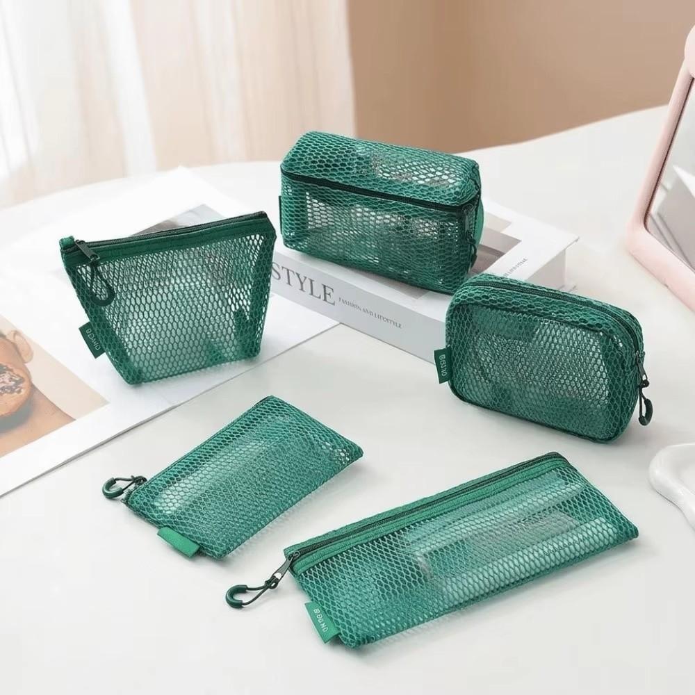 Square Transparent Storage Bag Breathable Mini Zipper Coin Purse Cosmetic Bag Office Organization