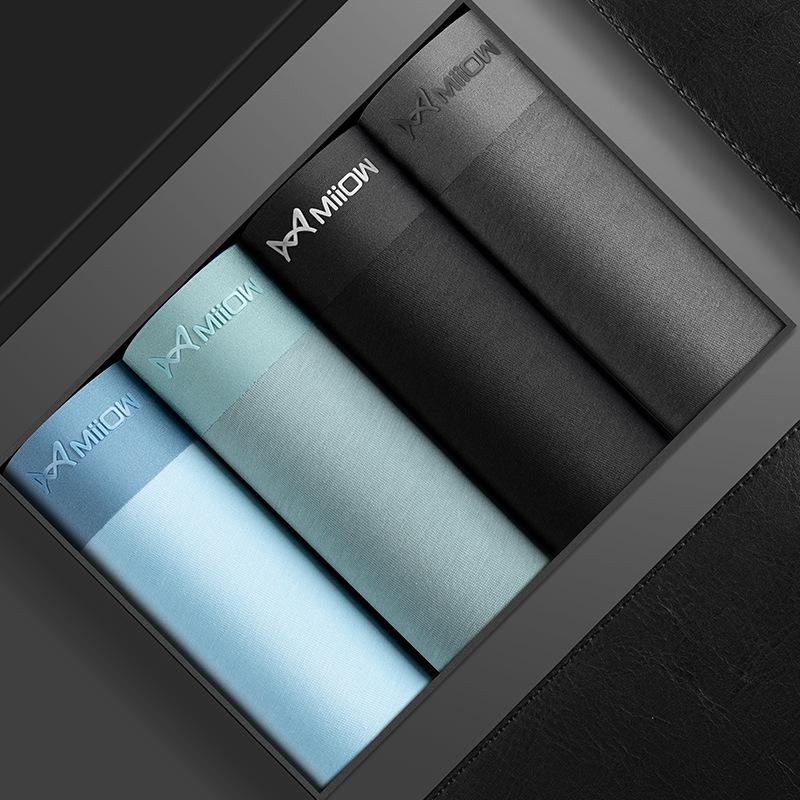 

4 шт. Мужское нижнее белье для осени и зимы, дышащее и бесшовное нижнее белье, мужское однотонное четырехстороннее нижнее белье, боксеры-брифы 5XL