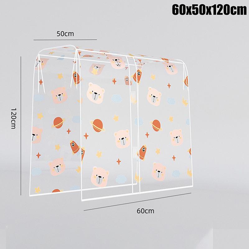 Cute Bear-Shaped Clothes Dust Cover Made Of High-Quality Peva Fabric Transparent Cover For Double Garment Racks Easy To Store
