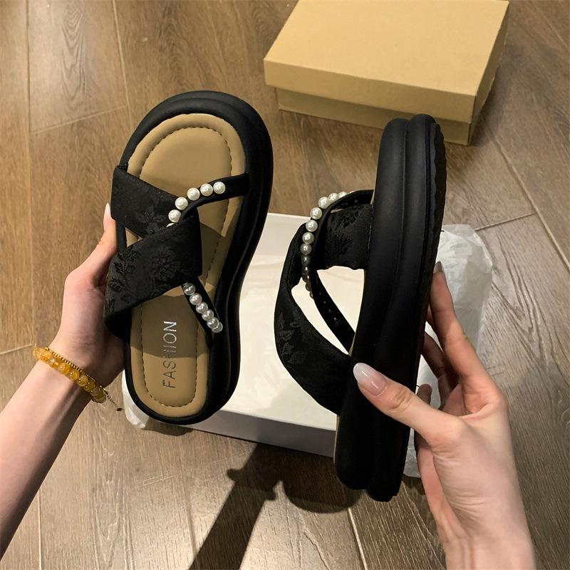Stepping On Shit Feels Like the National Style Is Cool, Slippers Are Exquisite for Women In Summer, 2025 New Fairy Style French Beach Thick Botto