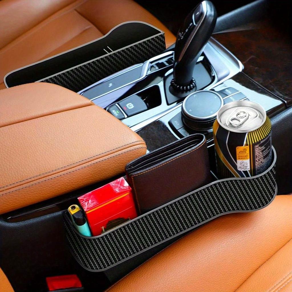 Car Seat Organizer, Multifunctional Car Seat Gap Filler Organizer, Auto Console Side Storage Box With Cup Holders Gap Storage Box For Car