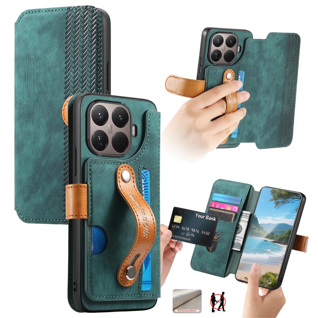 Wallet Case For Xiaomi 15T Pro Retro Leather Phone Cover with Wristband Kickstand
