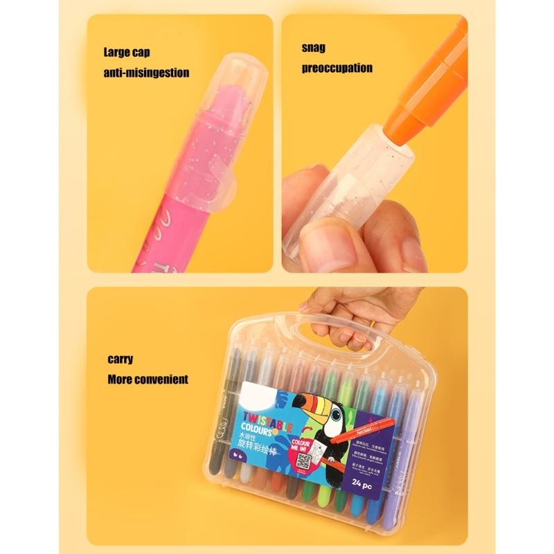 12/24/36/48 Colors Twistable Crayons Wax Crayons Washable Crayons Oil Painting Stick Painting Accessories for Toddlers