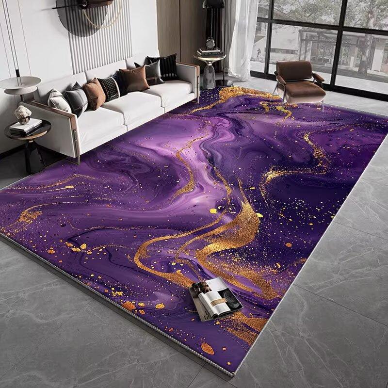 Modern Abstract Blackish Purple Living Room Decor Rug Light Luxury Big Size Gaming Room Carpet Soft Antiskid Tatami Mat Washable