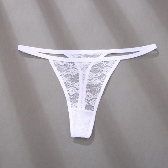 Women Panties Lace Butt-uncovered Perspective Flower Embroidery Underwear Spaghetti Strap Hollow Out Low Waist Triangle Shape