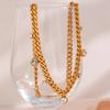 New Fashion Simple Personality Titanium Necklace 18K Gold Plated Stainless Steel Geometric Zircon Pendant Trendy Gift