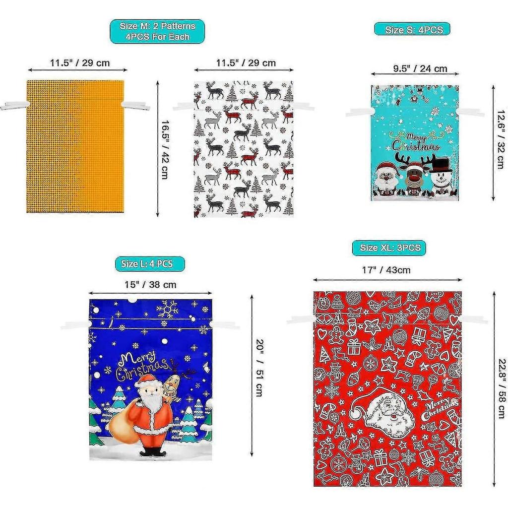 Drawstring Bags In 5 Different Designs For Xmas Parties