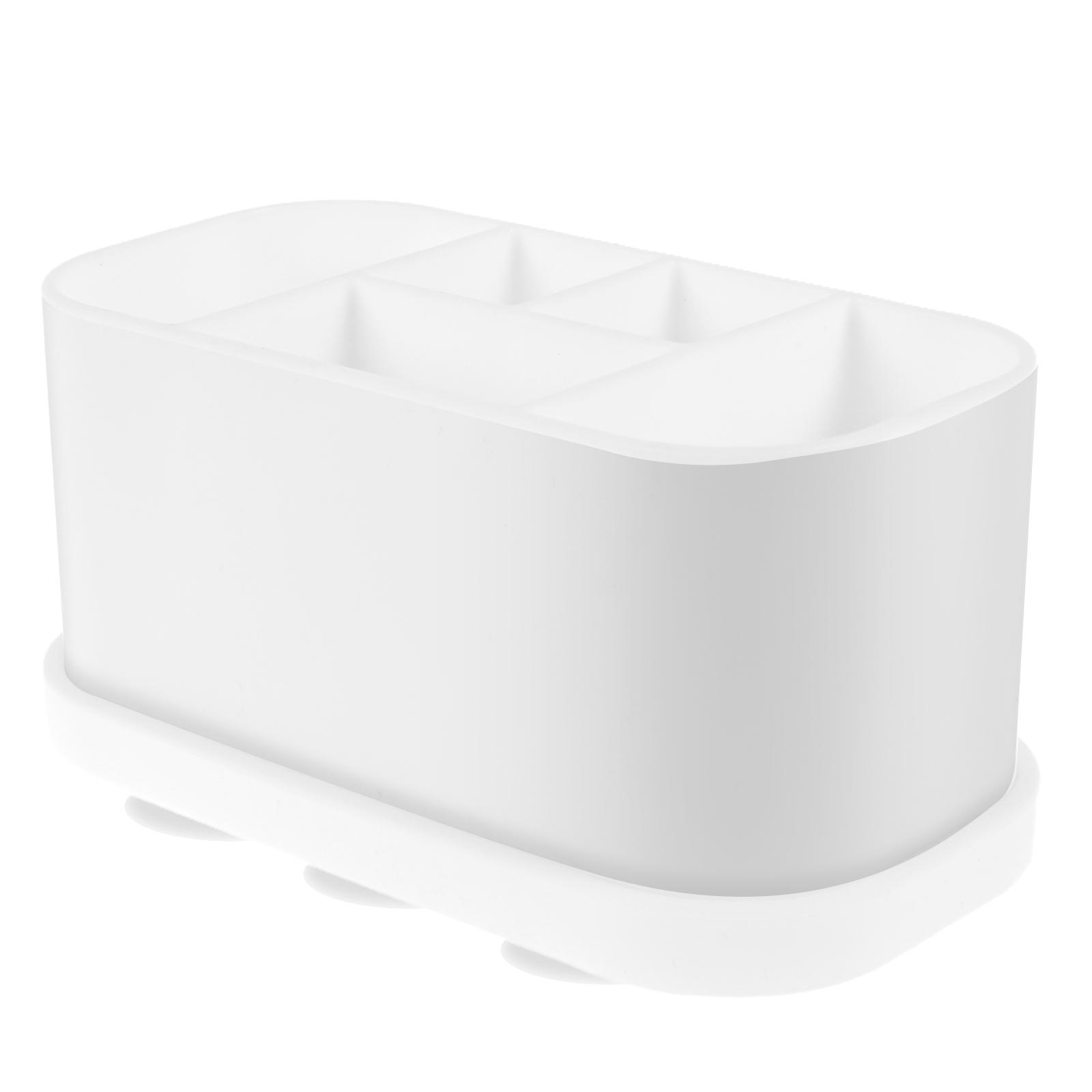 

5-слотовый держатель для электрической зубной щетки, силиконовый контейнер для хранения зубной пасты, зубной щетки со сливным отверстием и присоской для ванной комнаты, НОВЫЙ 18x9.6x8.3cm белый