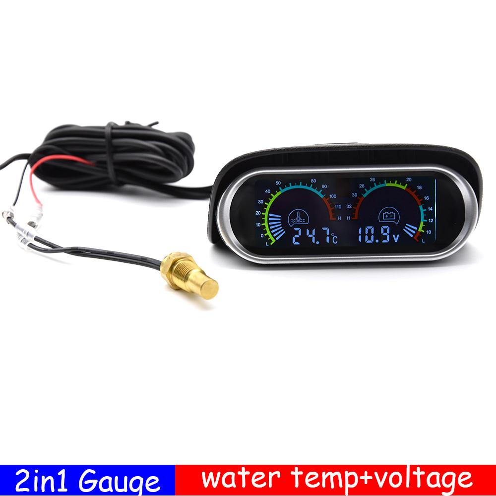 

2 в 1 ЖК-измеритель цифровой измеритель температуры воды + вольтметр датчик температуры воды 1/8 NPT для автомобильного датчика 12 В/24 В