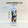 1PC Multicolor Splash Puppy Dog Cartoon Portrait 750ml Color Plastic Sports Water Bottle Leakproof Flip Straw Lid Suitable for Sports Office Home Use