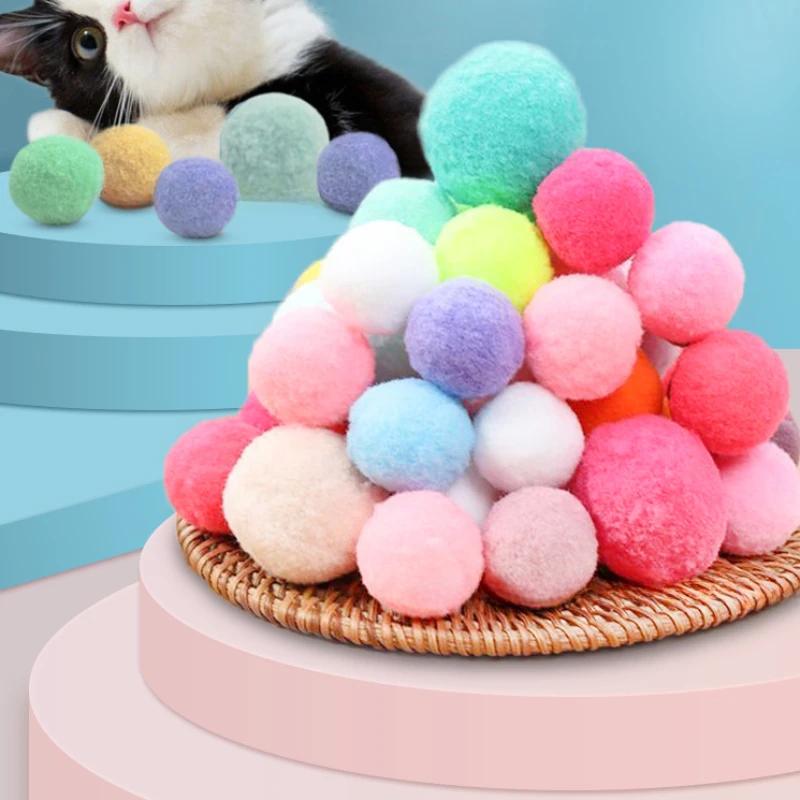Silent Ball Cat Toy Self Hi Soothing Tool Plush Ball Household Cat Playing Stick Cat Toy Multi Specification Pet Cat Supplies