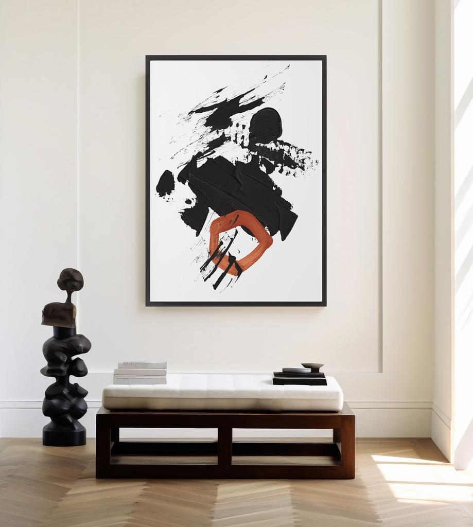 Poster Abstraktion schwarz kupferfarben