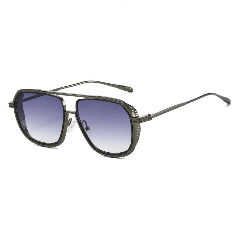 Non-polarized Fashion Steam Punk Double Girder Sunglasses Men Women Metal Square High Definition Driving Eyeglasses