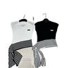 Miu Style 2026 Summer Striped Tie-Up Knit Vest with Cinched Waist
