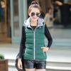 Autumn and winter new candy color down cotton vest, large size women's hooded cotton vest
