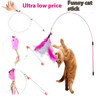 Heimtierbedarf Langer Stab Stahldraht Katzenspielzeug Federglocke Interaktives, selbstunterhaltendes, bissfestes Katzenspielzeug