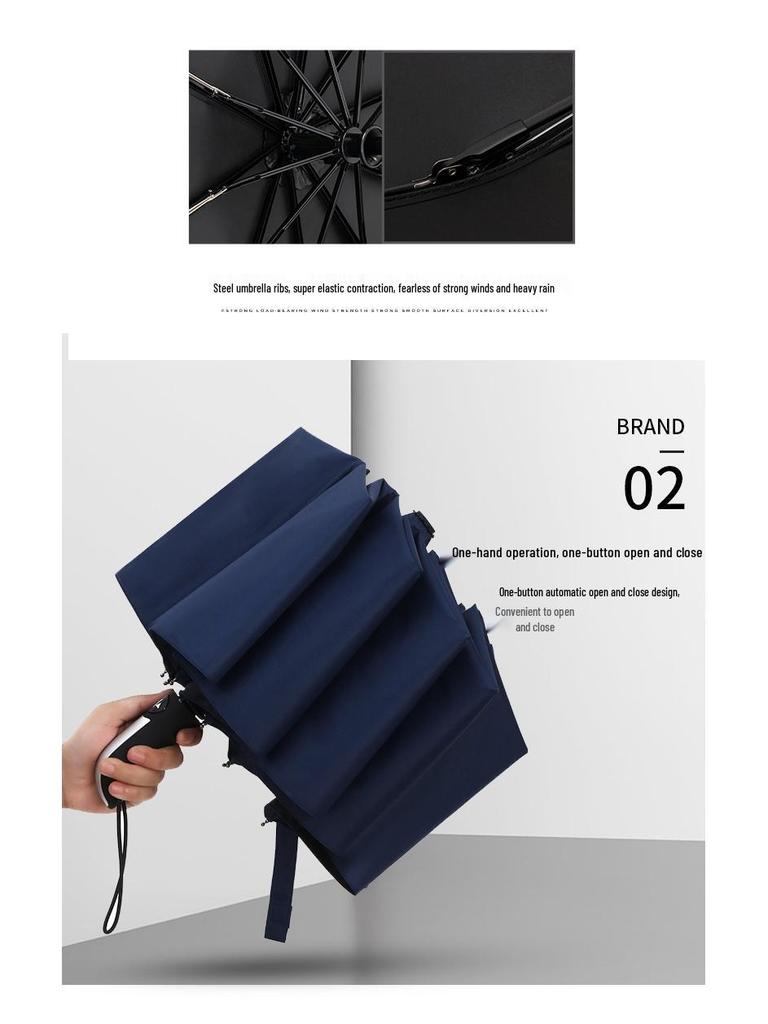 Enhanced Automatic Folding Umbrella for Men & Women: Dual-Use Sun & Rain Protection with Thickened Sunshade & UV Shield