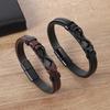 Classic Infinity Logo Single Layer Leather Bracelet with Magnetic Clasp Men's Fashion Business Casual Party Jewelry Gift