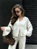 European-American Cross-border New Long-sleeve Knit Cardigan Top, Round Neck, Solid Color, Loose Fit, Women's Sweater for Autumn-Winter.