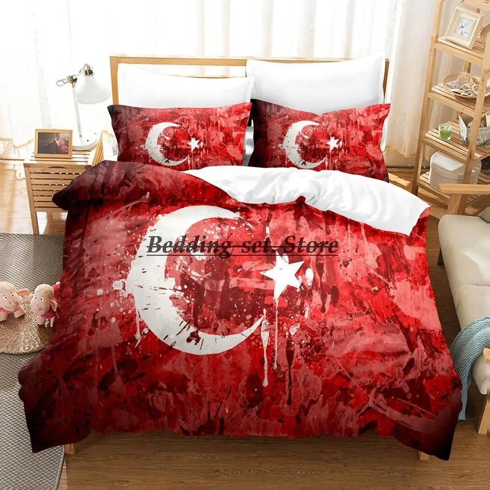 Turkey Flag Bedding Set Single Twin Full Queen King Size Bed Set Aldult Kid Bedroom Duvetcover Sets 3D Print Anime Bed Sheet Set