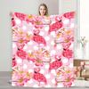 Pink Flamingo Floral Print Throw Blanket Cozy Living Room Decor Gift Plush Fleece Throw for Sofa Bedding