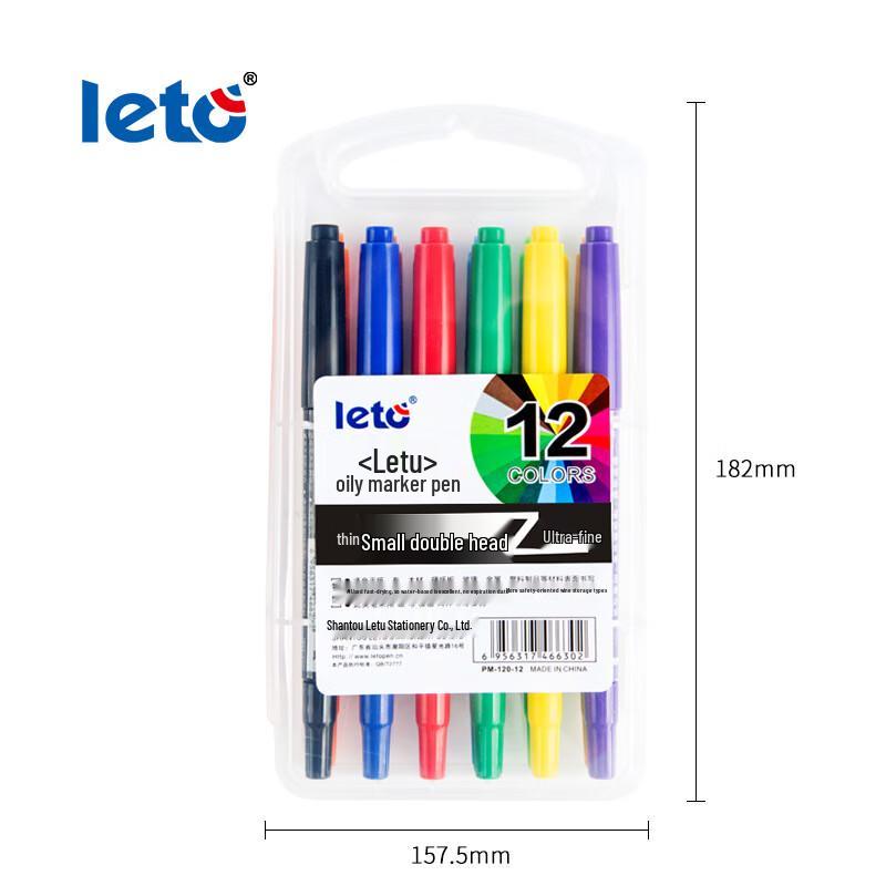 LETO PM-120-12 Dual-Tip Oil-Based Marker Pen Set