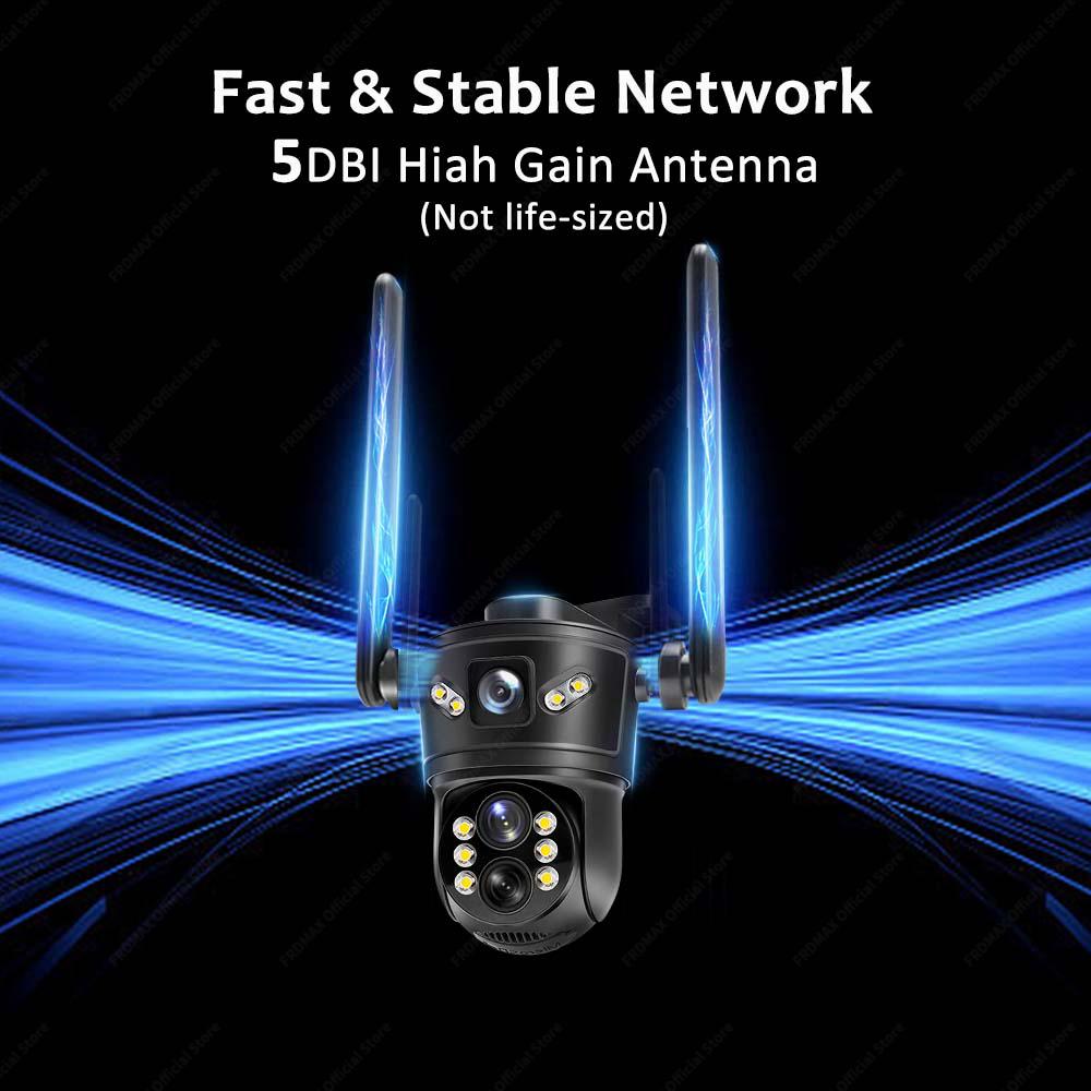 6K 12MP WiFi IP Outdoor Three Lens 10X Zoom PTZ Auto Tracking Home Security Protection 4K Video Camera