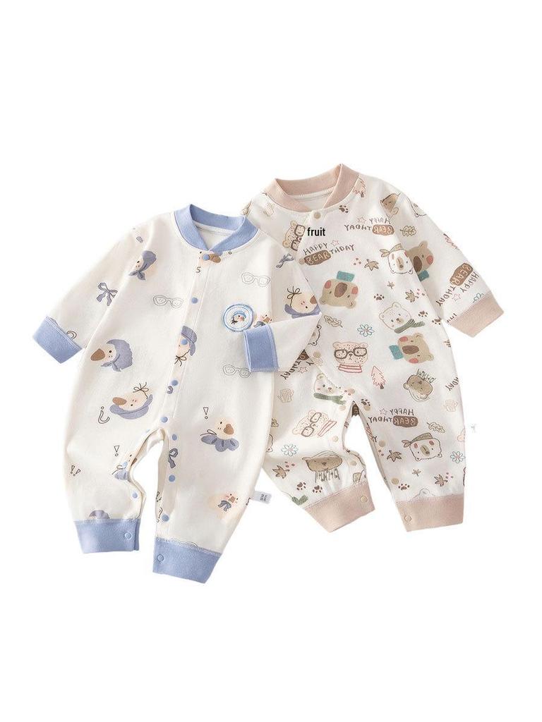 Bear Tribe Cotton Newborn Jumpsuit - All-Season, Tagless Baby Romper