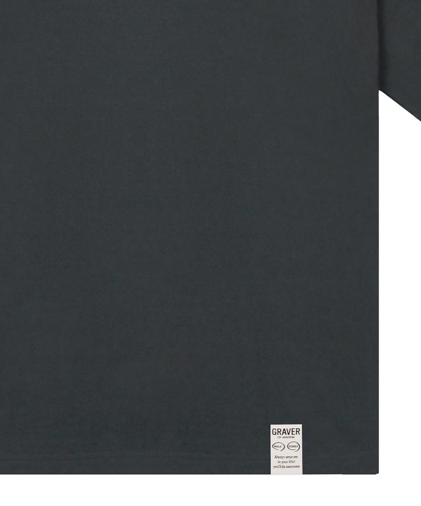 GRAVER [Unisex] Small G Flower Smile Short Sleeve T-Shirt_Charcoal