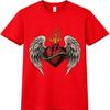 Flaming Heart T Shirt Angel Wings Tattoo Style Biker Gothic Graphic Tee
