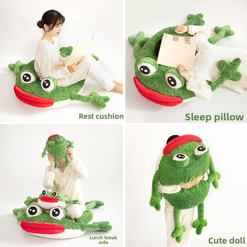 Large Green Frog Cartoon Cushion With Pp Cotton Filling For Home Decor
