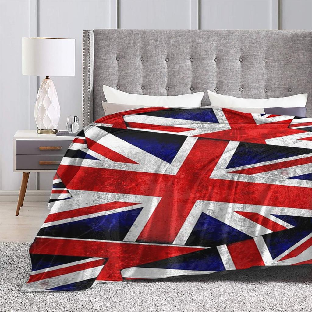 Vintage UK British Flag Sherpa  Blankets Soft Warm Flannel Throw Blanket Bedding for Bed Living room Picnic Travel Home Couch